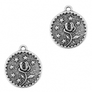 Ciondoli di metallo DQ fiore argento antico (privo di nichel)