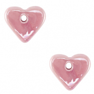 Perline di ceramica greca DQ cuore rosa
