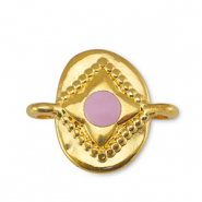 Ciondoli di metallo DQ distanziatore ovale rosa chiaro-oro (privo di nichel)