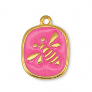 Ciondoli di metallo DQ ape madreperla fucsia-oro (privo di nichel)
