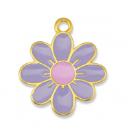 Ciondoli di metallo DQ fiore lilla-rosa chiaro-oro (privo di nichel)