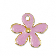 Ciondoli di metallo DQ fiore rosa chiaro-oro (privo di nichel)
