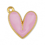 Ciondoli di metallo DQ cuore rosa chiaro-oro (privo di nichel)