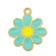 Ciondoli di metallo DQ fiore oro-veraman blu-giallo (privo di nichel)