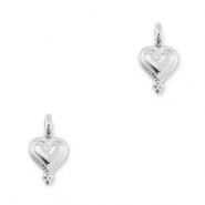 Ciondoli di metallo DQ cuore argento antico (privo di nichel)