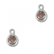 Pendenti di vetro Crystal Glass tonda multicolore-argento