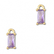Pendenti di vetro Crystal Glass rettangolo lilla chiaro-oro