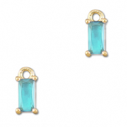Pendenti di vetro Crystal Glass rettangolo blu acquamarina-oro