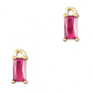 Pendenti di vetro Crystal Glass rettangolo rosa scuro-oro