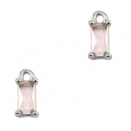 Pendenti di vetro Crystal Glass rettangolo pesca-argento