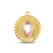 BY31&reg; Ciondoli in acciaio inossidabile tonda oro-rosa chiaro