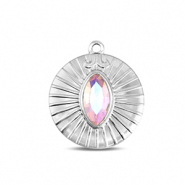 BY31&reg; Ciondoli in acciaio inossidabile tonda argento-rsa chiaro