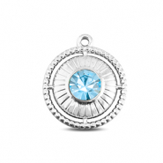 BY31&reg; Ciondoli in acciaio inossidabile tonda con anello argento-acqua