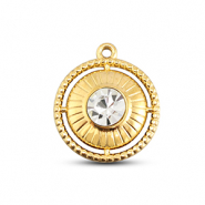 BY31&reg; Ciondoli in acciaio inossidabile tonda con anello oro-cristallo