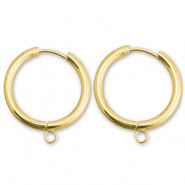 Orecchini in acciaio inossidabile a cerchio con anellino 23mm oro