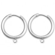 Orecchini in acciaio inossidabile a cerchio con anellino 23mm argento