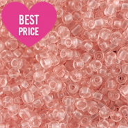 Perline di vetro rocailles 8/0 (3mm) rosa pesca chiaro transparente