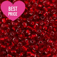 Perline di vetro rocailles 8/0 (3mm) rosso scuro rivestimento argentato