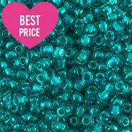 Perline di vetro rocailles 12/0 (2mm) trasparenti opache verde onda del mare