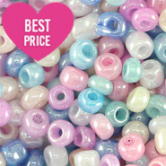 Perline di vetro rocailles 12/0 (2 mm) multicolore lucida pastello