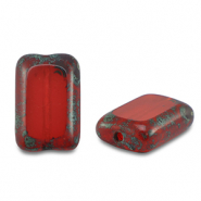 Perline Rep. Ceca TCB rectangle 12x8mm trasparente rosso