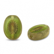 Perline Rep. Ceca TBC kiwi 14x10mm trasparente rverde olivastro-marrone