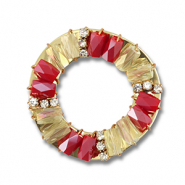Orecchini sfaccettati tonda rosso-transparente AB-oro