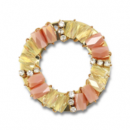 Orecchini sfaccettati tonda rosa pesca AB-transparente AB-oro