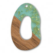 Pendenti di legno irregolare verde transparente-oro-marrone