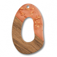 Pendenti di legno irregolare arancione transparente-oro-marrone