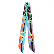Bandana foulard con stampa vivace multicolore-verde menta-arancione