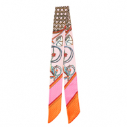 Bandana foulard con stampa vivace rosa chiaro-arancione-rosa