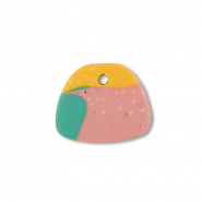 Pendenti di polimero trapezio verde-rosa-giallo ocra