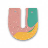 Pendenti di polimero a forma di U verde-rosa-giallo ocra