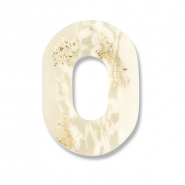 Pendenti di polimero ovale biancastro-beige-oro