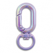 Componenti colorati anello bris&eacute; portachiavi ovale viola-rivestimento AB