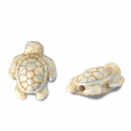 Perline di ceramica tartaruga biancastro-oro-argento