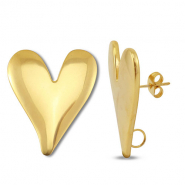 Componenti in acciaio inossidabile orecchini cuore con anellino oro