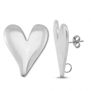 Componenti in acciaio inossidabile orecchini cuore con anellino argento