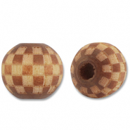 Perline di legno tonde 10mm con motivo marrone-naturale
