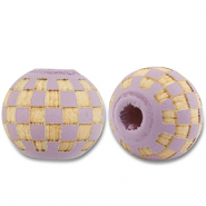 Perline di legno tonde 10mm con motivo viola chiaro-naturale