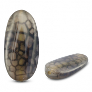 Perline in pietra naturale Quarzo ovale venature trasparente grigio-marrone