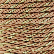 Cordoncino alla moda spirale 3mm marrone crema-oro