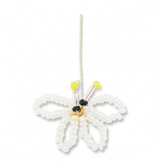 Pendenti con perline di vetro farfalla bianco-giallo-nero