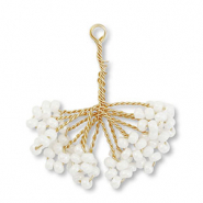 Pendenti con perline di vetro fiore oro-bianco