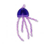 Pendenti con perline di vetro medusa blu-viola-transparente con revestimiento viola AB