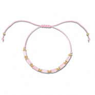 Cavigliere alla moda perline miste rosa chiaro-oro