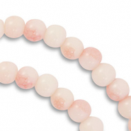Perline di vetro 6mm rosa corallo chiaro-bianco