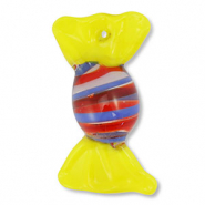 Pendenti di vetro dipinte a mano caramella giallo-blu-rosso-trasparente