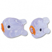 Perline di vetro dipinte a mano pesce viola-arancione
